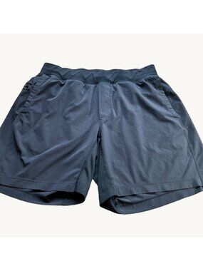 Lululemon Size L Black Mid Rise Stretch Athletic Running Training Workout Shorts